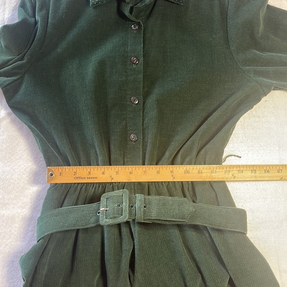 Vintage Orvis 14 P Green Dress Corduroy Long Sleeve ShirtDress Shirt USA Cotton - Picture 11 of 14